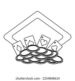 Poker games and elements in black and white