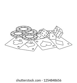 Poker games and elements in black and white