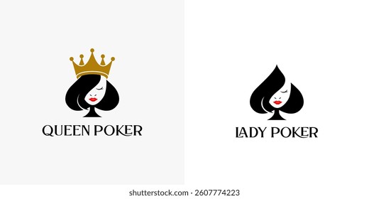 poker games logo template. card game logo icon. queen poker
