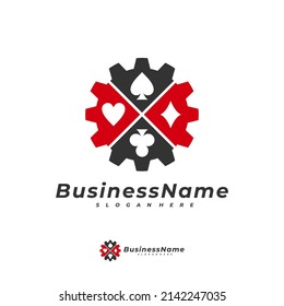 Poker Gear logo vector template, Creative Gambling logo design concept