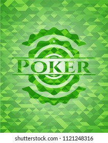 Poker green emblem. Mosaic background