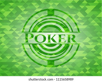 Poker green emblem with triangle mosaic background