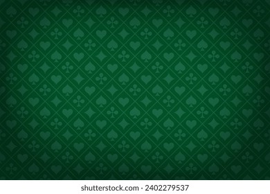 Poker green table background vector illustration. Realistic playing field for game blackjack. Casino concept.