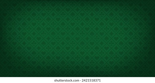 Poker green table background vector illustration. Realistic playing field for game blackjack. Casino concept.