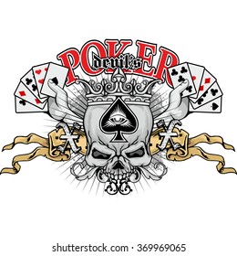 poker grunge skull coat of arms