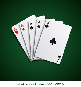 Poker hand cards four of a kind template