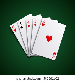 Poker hand cards straight combination template