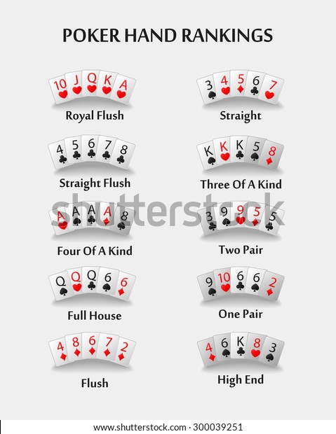 Poker Hand Ranking Combinations Stock Vector (Royalty Free) 300039251