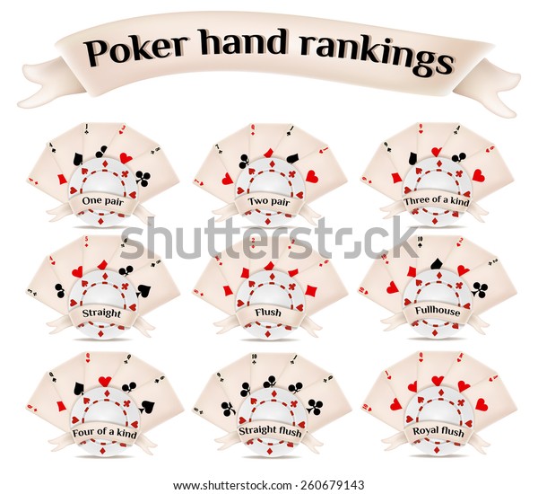 Poker Hands Rankings Playing Cards Chips Stock Vector (Royalty Free) 260679143