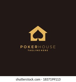 Poker House Blackjack Logo Template Design Vector Gold Color