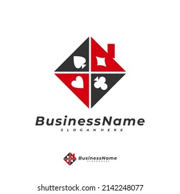 Plantilla vectorial del logotipo de Poker House, concepto de logotipo de juegos creativos