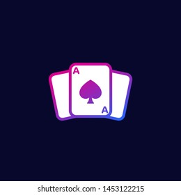 poker icon with cards, vector