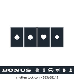 Poker icon flat. Black pictogram on white background. Vector illustration symbol and bonus button