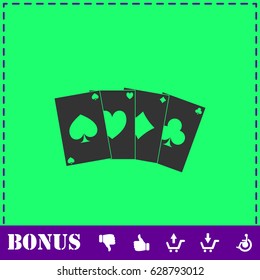Poker icon flat. Simple vector symbol and bonus icon