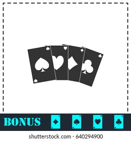 Poker icon flat. Simple vector symbol and bonus icon