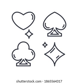 Poker icon, linear isolated illustration, thin line vector, web design sign, outline concept symbol with editable stroke on white background.