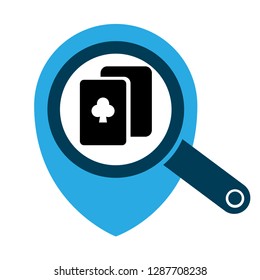 poker icon and map pin. logo concept. Designed for your web site design, logo, app, UI