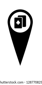 poker icon and map pin. logo concept. Designed for your web site design, logo, app, UI