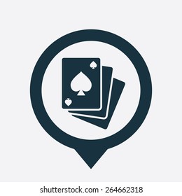 poker icon map pin on white background 