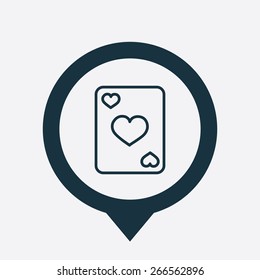 poker icon map pin on white background 
