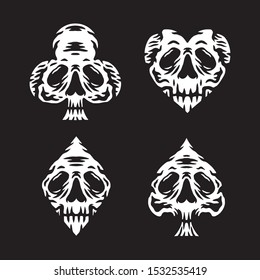 Poker icon skull vector illustration black and white