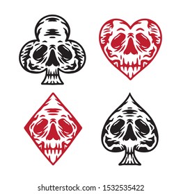 Poker icon skull vector illustration Line Art