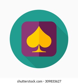 Poker icon, vector illustration. Flat design style with long shadow,eps10