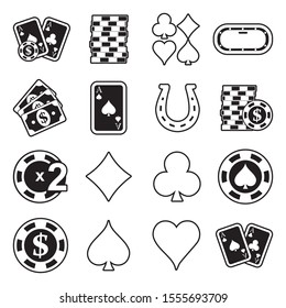 Poker Icons. Line With Fill Design. Vector Illustration.