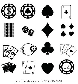 Poker Icons set. Vector illustration symbols isolated on white background