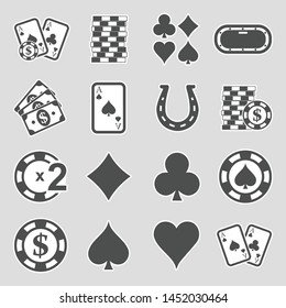 Poker Icons. Sticker Design. Vector Illustration.