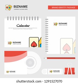 Poker Logo, Calendar Template, CD Cover, Diary and USB Brand Stationary Package Design Vector Template