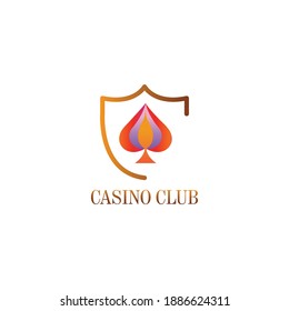 poker logo casino color illustration emblem design template vector