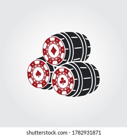 poker logo with a combination of cask shape can be used as a casino club or other gambling business