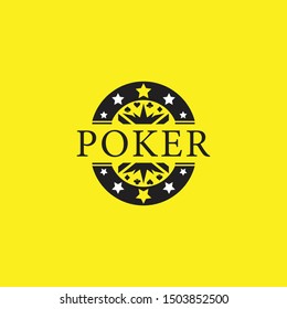 Poker logo with outline shape, star, and type of card, and crown and bright colors make this design. unique, elegant, modern.