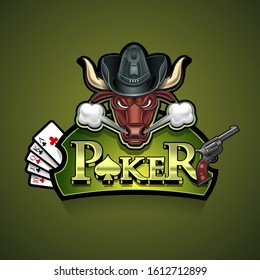 Poker logo, Texas hold 'em, bull, Texas, casino hold'em, 5 cards, combination, Royal flush, Las Vegas