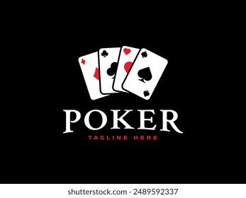 poker logo vector illustration, poker card and chip casino logo template	