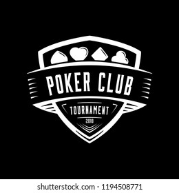 Poker logo. Vector and illustration. Poker shield vintage design logo template.