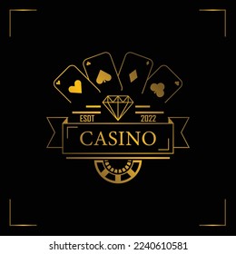 Poker logo, vintage emblems for poker club, casino, championship. Vector Illustrations on a black background