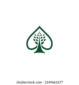 Poker love leaf design logo vector