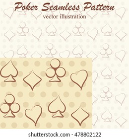 Poker monochrome seamless pattern, vector illustration