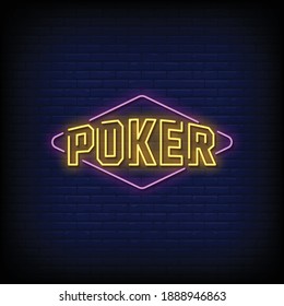 Poker Neon Signs Style Text Vector