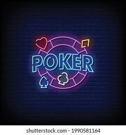 Poker Neon Signs Style Text Vector