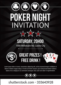 Poker night event invitation design in vector with layer and text outlined