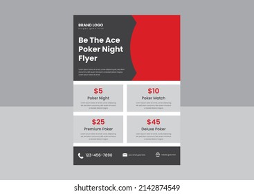 poker night sports event flyer poster design template. be the ace poker night flyer poster design. 