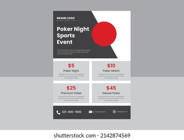 poker night sports event flyer poster design template. be the ace poker night flyer poster design. 