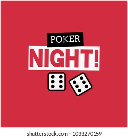 Poker Night Typography With Two Dice Rolling Sixes 