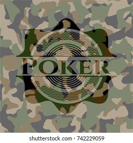 Poker on camouflage texture