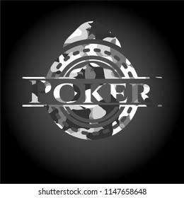 Poker on grey camo pattern
