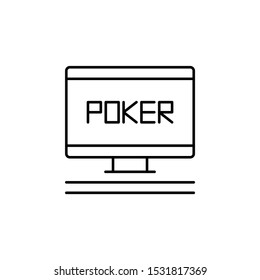 poker, online, casino, vector, icon, outline. Illustration isolated vector sign