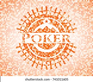 Poker orange mosaic emblem